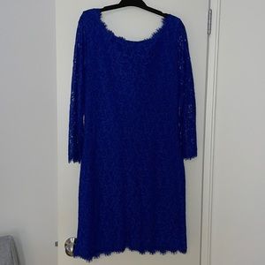 BEAUTIFUL blue lace zip back DVF dress - perfect for weddings, etc!!!!